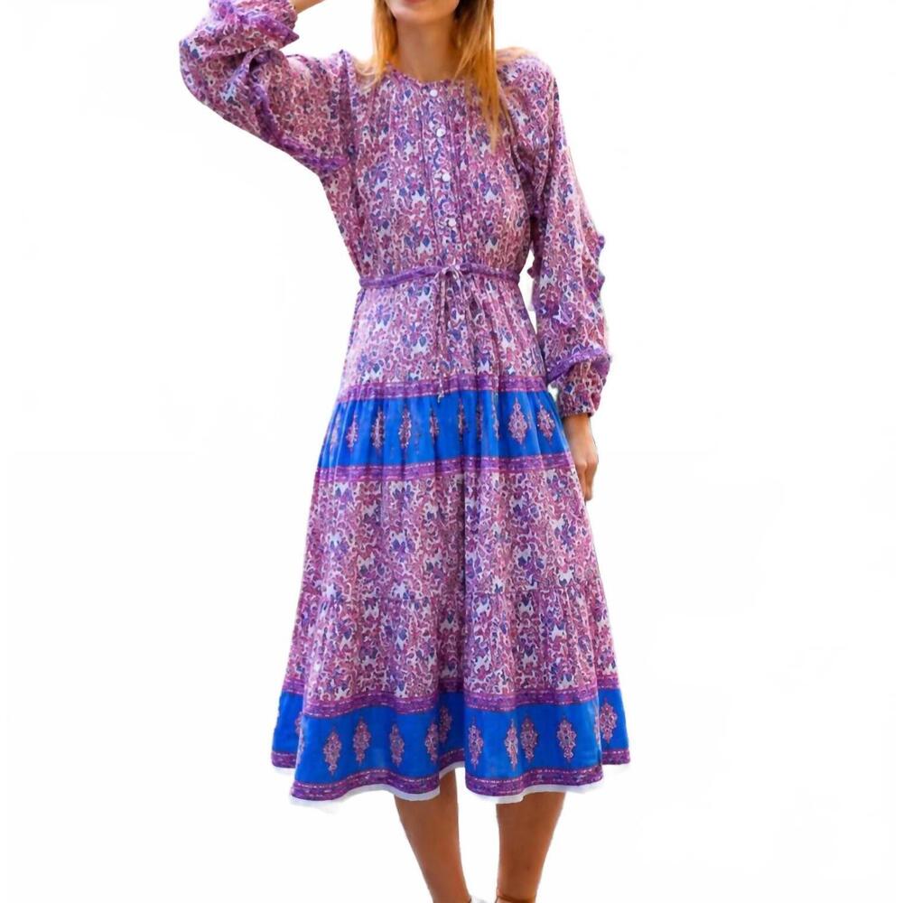NEW BELL callie midi dress in pink/blue print